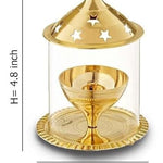 Brass Akhand Diya with Glass