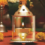 Brass Akhand Diya with Glass