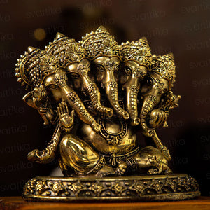 Energized - Brass Panchamukhi Ganesha Idol